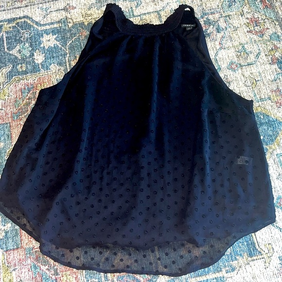 torrid Tops - Sheer Polka Dots Ruffle Goth Keyhole Button whimsy Sleeveless Blouse Torrid